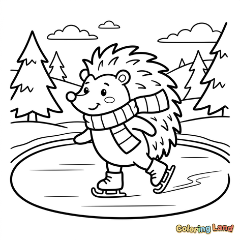 Igel beim Eislaufen im Winter