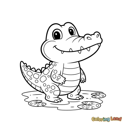 Schattige Baby Alligator op Leliebladeren