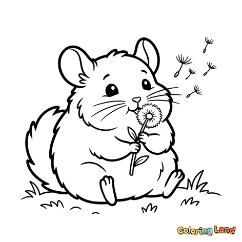 Cute Hamster with a Dandelion