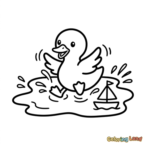 Happy Duck and Toy Boat