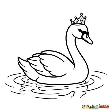 Cigno con Corona Reale sull'Acqua