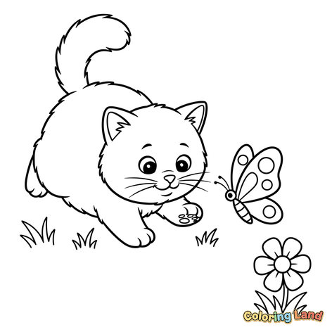 Anak Kucing Ceria dan Kupu-kupu