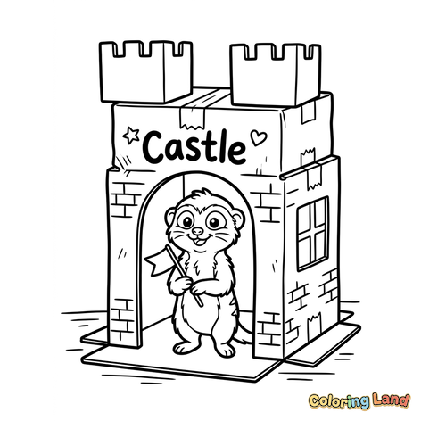 Cute Otter in a Cardboard Castle