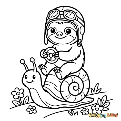 Faultier-Pilot auf einer Schnecke