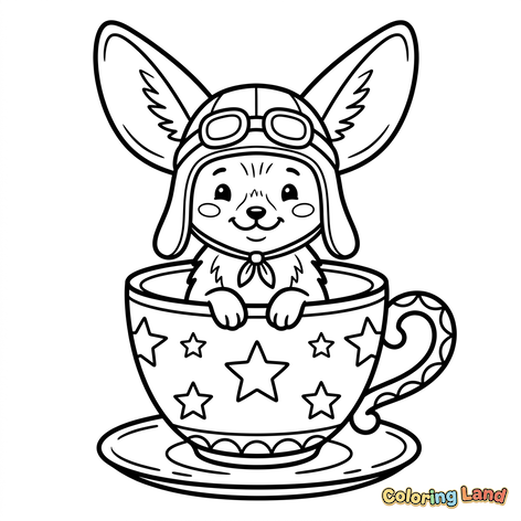 Aviator Fennec Fox in a Teacup