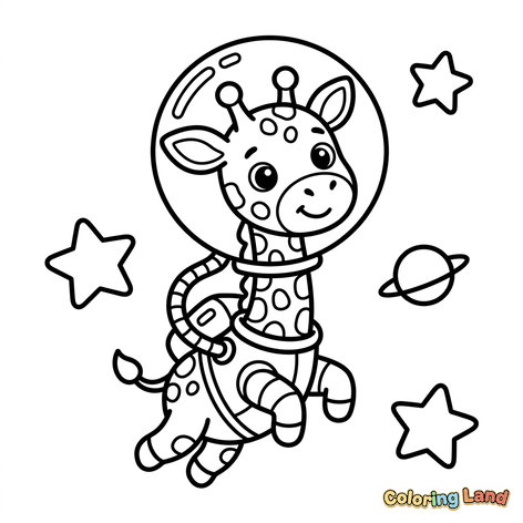 Bebê Girafa Astronauta no Espaço