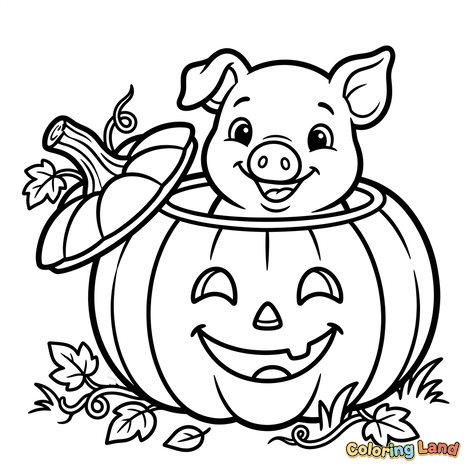 Babi Lucu di dalam Labu Halloween