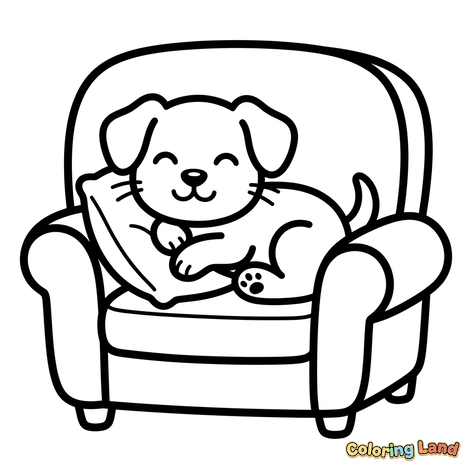 Cachorro durmiendo en un sillón acogedor