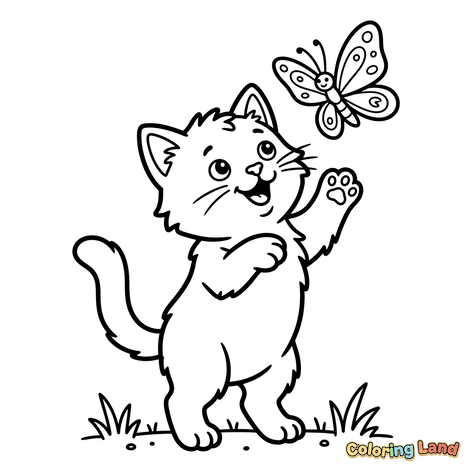 Gatinho Curioso e Borboleta