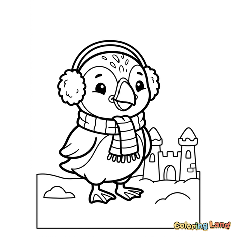 Winter Penguin and Ice Castle