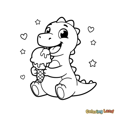 Blije Dinosaurus met IJs