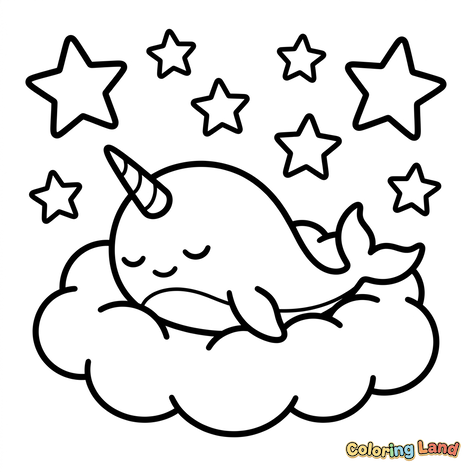 Slapende Narwal op een Wolk
