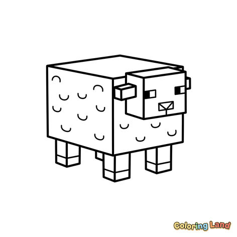 Blocky Game Style Sheep
