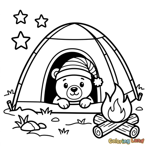 Schattige Beer Kamperen Onder de Sterren