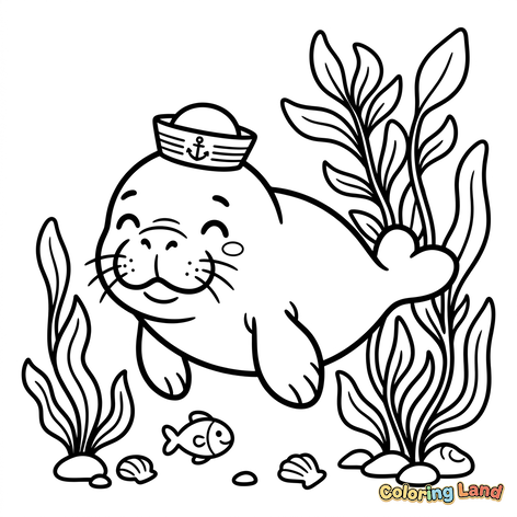 Linda Foca Marinera Bajo el Mar