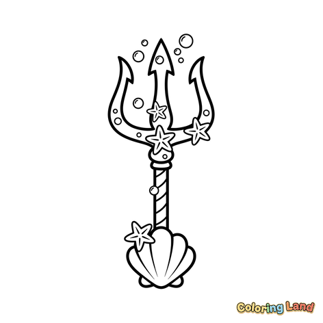 Magical Underwater Trident with Starfish and Seashell