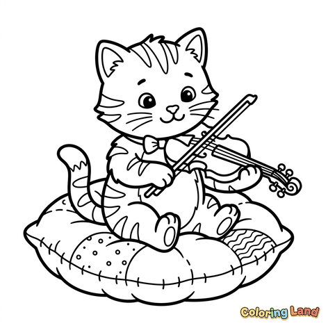 Gattino musicista su un cuscino