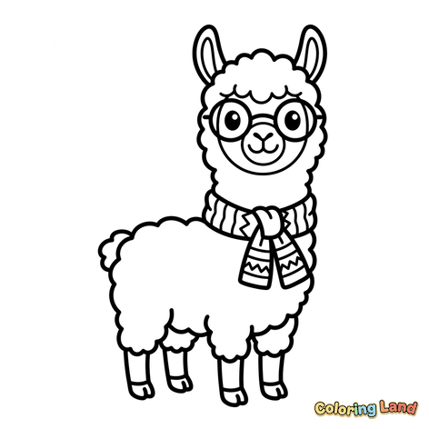 Lama Elegante con Occhiali e Sciarpa