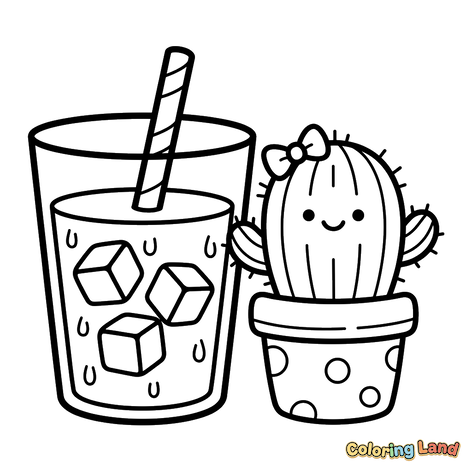 Mignon Cactus et Boisson Glacée