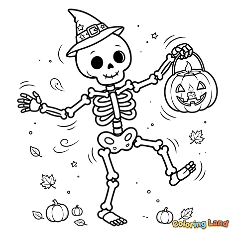 Schelet de Halloween Dansând cu Dovleac