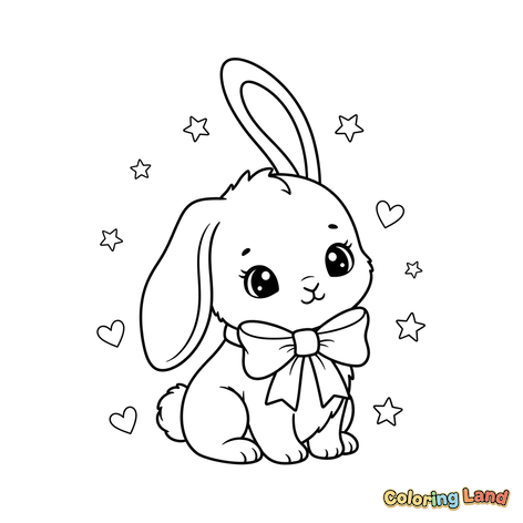 Kelinci Lucu dengan Dasi Kupu-Kupu, Bintang, dan Hati