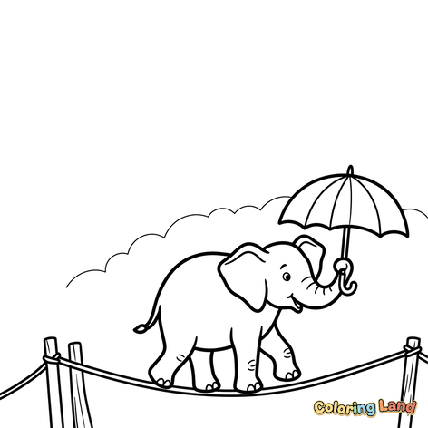 Elefant på Stram Line med Paraply