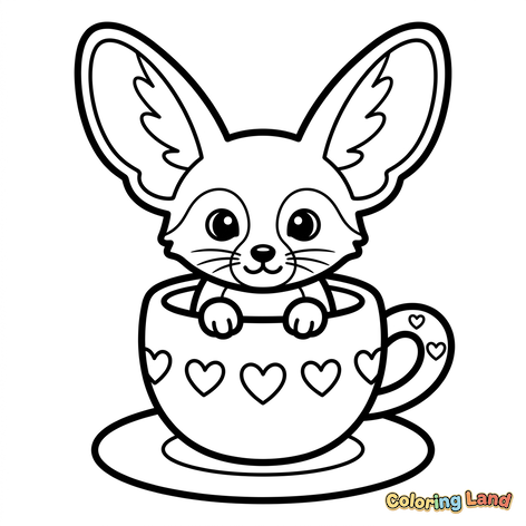 Chiot dans une tasse à cœurs