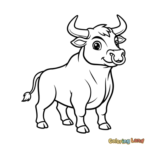 Touro de Desenho Animado Amigável com Anel no Nariz