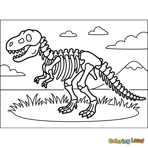 Tyrannosaurus Rex-skelett i Förhistoriskt Landskap