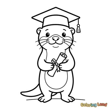 Graduating Otter with Diploma