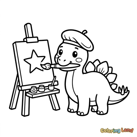 Dinossauro Artista Pintando uma Estrela