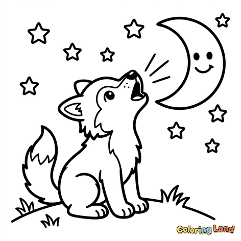 Anak Serigala Lucu Melolong ke Bulan