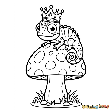 Royal Chameleon on a Magic Mushroom