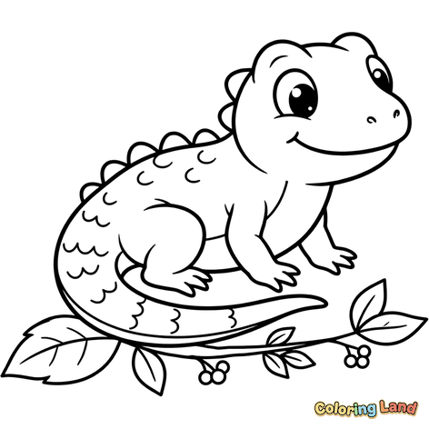 Cute Little Lizard on a Branch