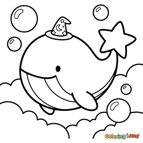 Magische Walvis met Bubbels en Wolken