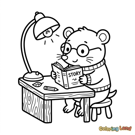 Topolino Studioso che Legge una Storia