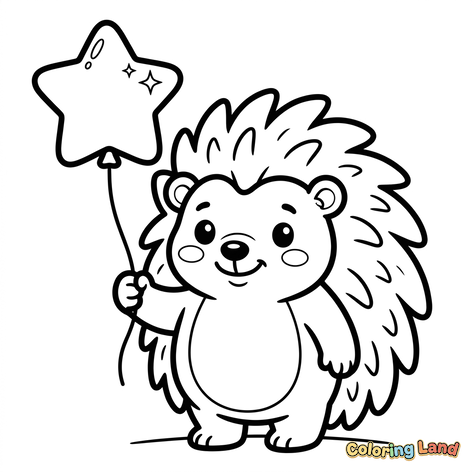 Süßer Igel mit Sternballon