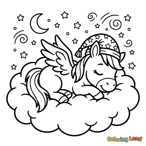 Slapende Pegasus met nachtmuts