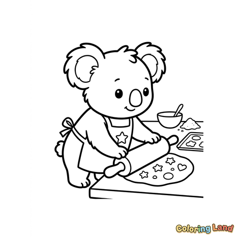 Cute Koala Baking Cookies