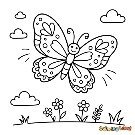 Happy Butterfly in a Summer Meadow