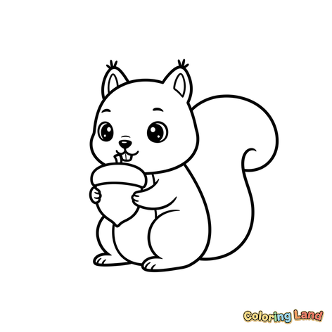 Scoiattolo Carino che Tiene una Ghianda