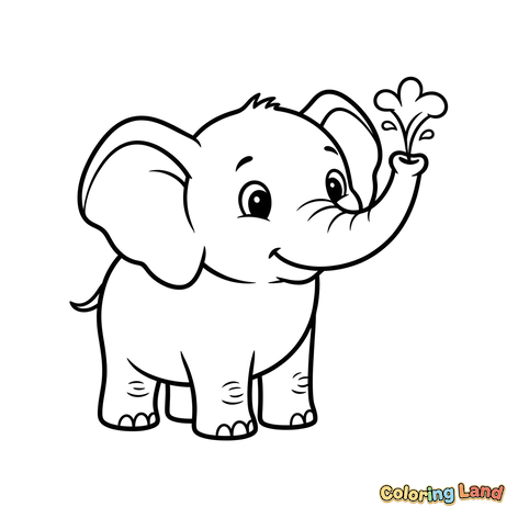 Bayi Gajah Ceria Menyemprotkan Air