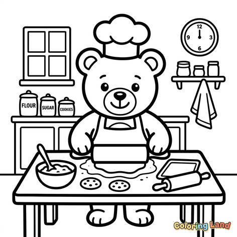 Bear Chef Baking Cookies