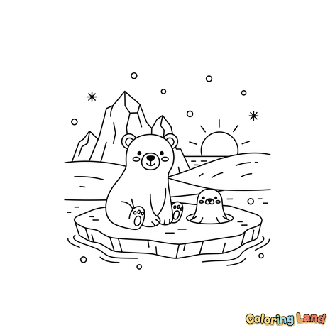 Scena Artica con Orso Polare e Foca Carini