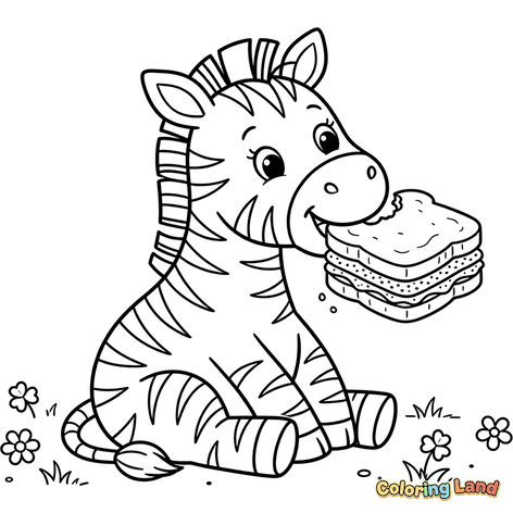 Hungry Baby Zebra with a Sandwich