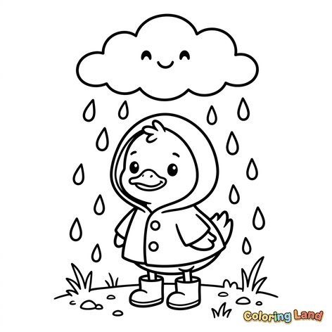 Adorable Caneton sous la Pluie
