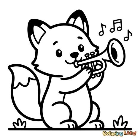 Musical Fox Playing Trumpet