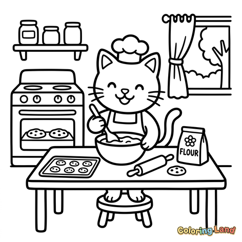 Chef Cat Baking Cookies