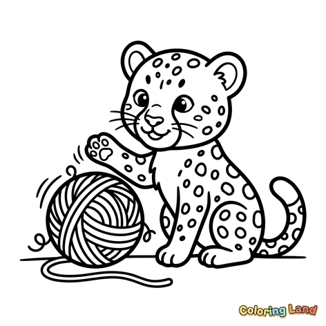 Speelse Baby Leopard met Wol