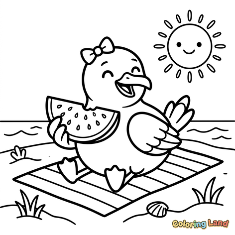 El día de playa del pajarito feliz